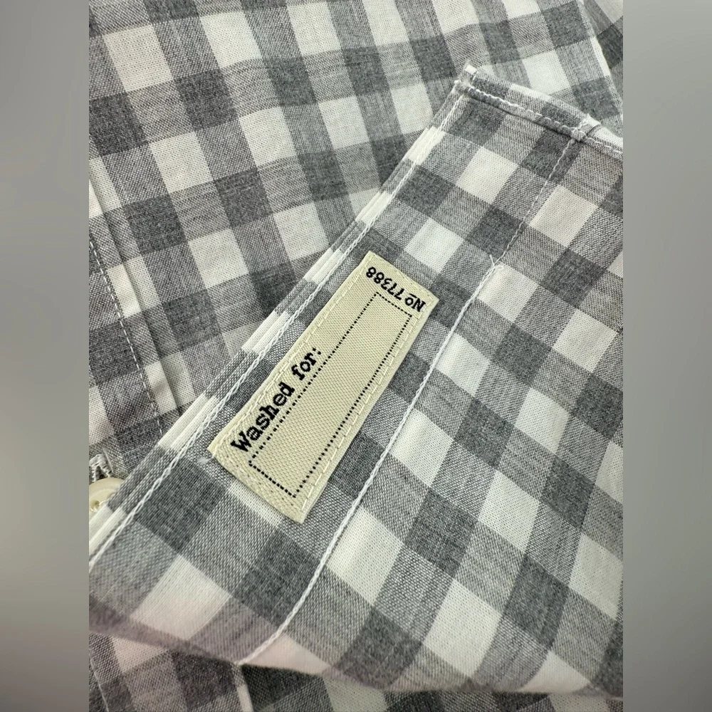 J. Crew Slim Secret Wash Cotton Poplin Gray Heather Gingham Casual Button Down